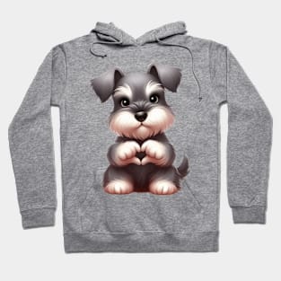 Valentine Miniature Schnauzer Dog Giving Heart Hand Sign Hoodie